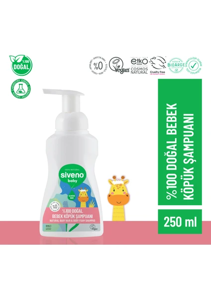 %100 Doğal Bebek Köpük Şampuanı Yenidoğan Saç Ve Vücut İçin Nemlendirici Bitkisel Vegan 250 ml