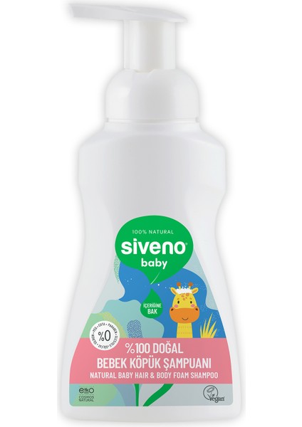 %100 Doğal Bebek Köpük Şampuanı Yenidoğan Saç Ve Vücut İçin Nemlendirici Bitkisel Vegan 250 ml