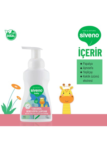 %100 Doğal Bebek Köpük Şampuanı Yenidoğan Saç Ve Vücut İçin Nemlendirici Bitkisel Vegan 250 ml