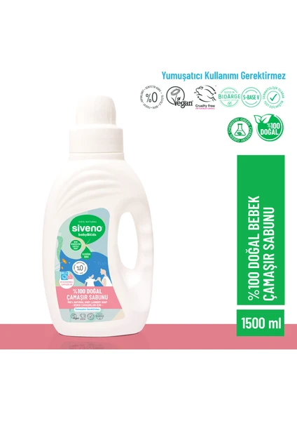 %100 Doğal Bebek Çamaşır Sabunu Kendinden Yumuşatıcılı Bitkisel Deterjan Vegan 1500 ml