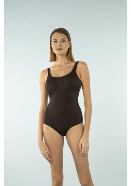 U Yaka Büyük Beden Mayo - Kahverengi fiyatları