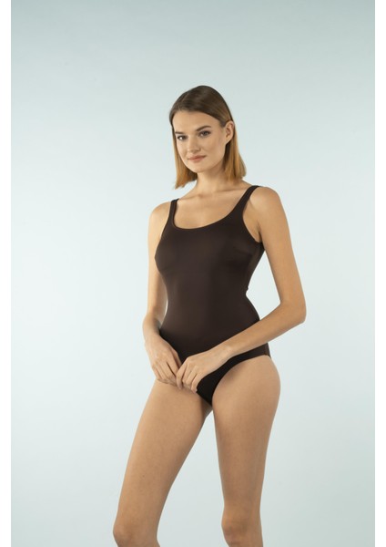 U Yaka Büyük Beden Mayo - Kahverengi fırsatları