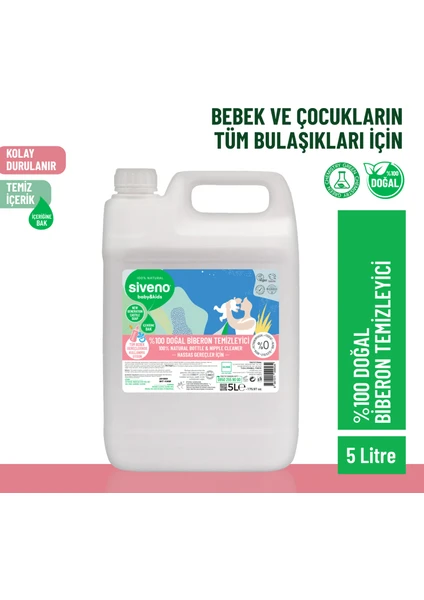 %100 Doğal Emzik ve Biberon Temizleyicisi Bitkisel Elde Bulaşık Sabunu Nemlendirici Vegan 5000 ml