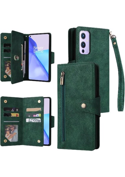 Oneplus 9 Için Kılıf Fermuar Cüzdan Kapak El Kayışı ile Manyetik Deri (Yurt Dışından)