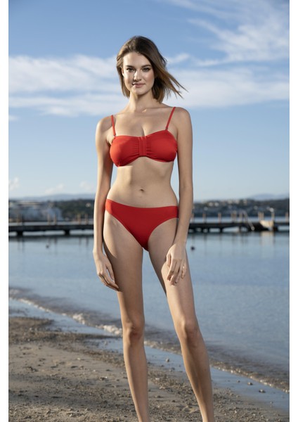 Luplu Straplez Bikini Takımı - Bordo