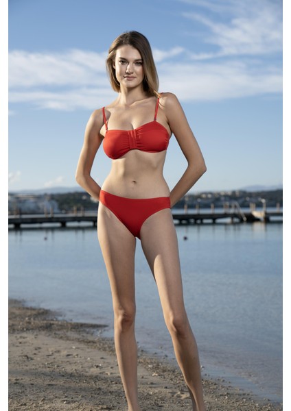 Luplu Straplez Bikini Takımı - Bordo