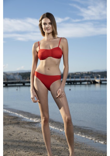 Luplu Straplez Bikini Takımı - Bordo