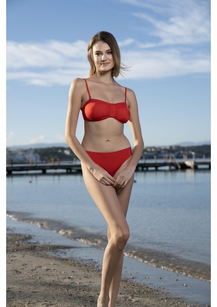 Luplu Straplez Bikini Takımı - Bordo