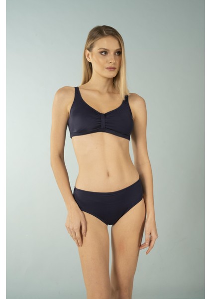 Luplu Toparlayıcı Yüksek Bel Bikini Takımı - Lacivert