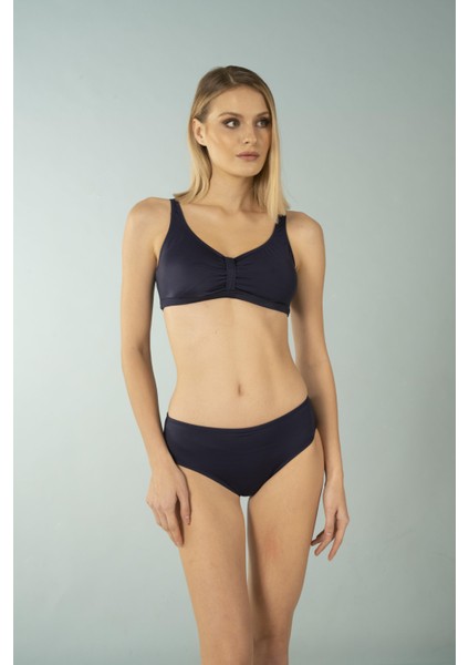 Luplu Toparlayıcı Yüksek Bel Bikini Takımı - Lacivert