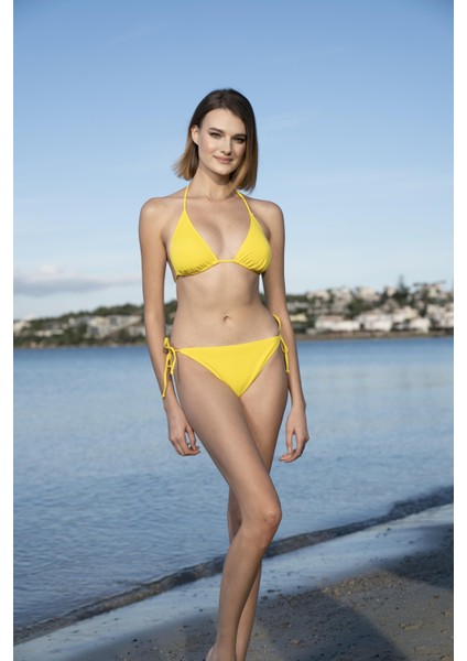 Üçgen Ipli Bikini Takımı - Sarı