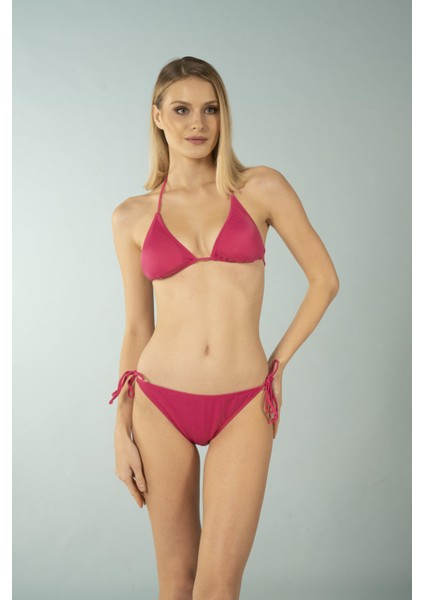Üçgen Ipli Bikini Takımı - Pembe