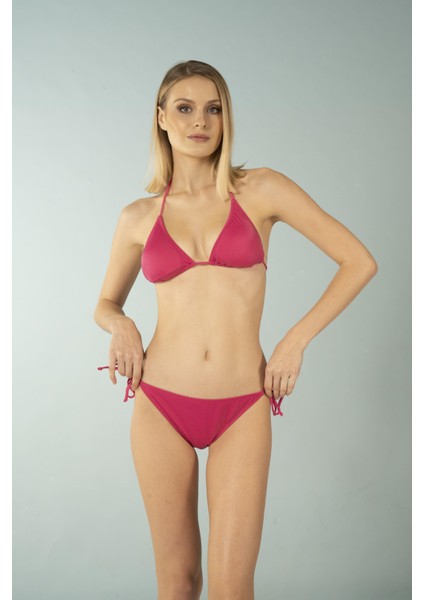 Üçgen Ipli Bikini Takımı - Pembe
