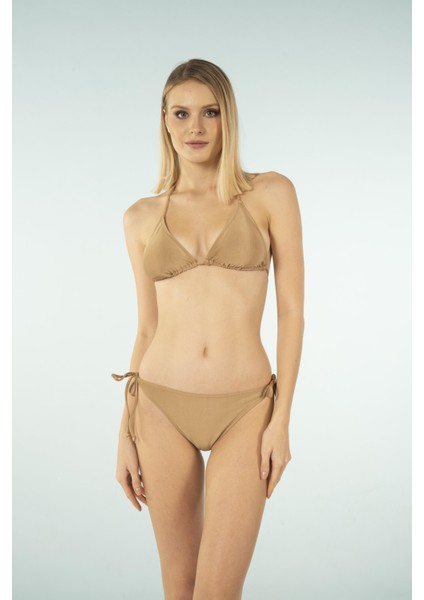 Üçgen Ipli Bikini Takımı - Kahverengi