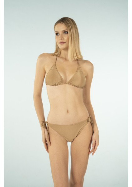 Üçgen Ipli Bikini Takımı - Kahverengi