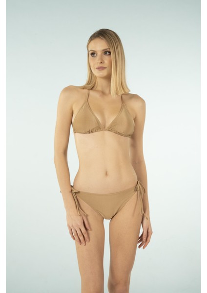 Üçgen Ipli Bikini Takımı - Kahverengi