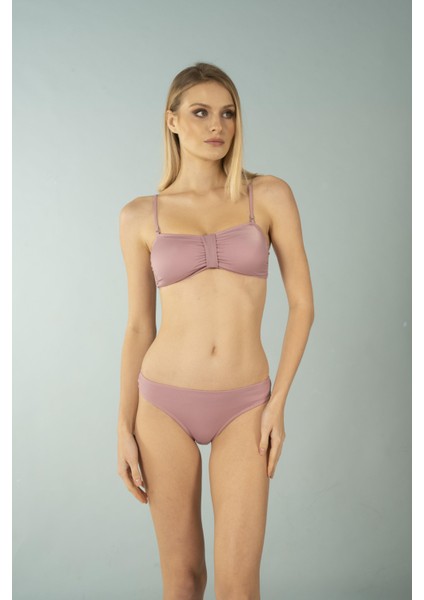 Luplu Straplez Bikini Takımı - Pudra