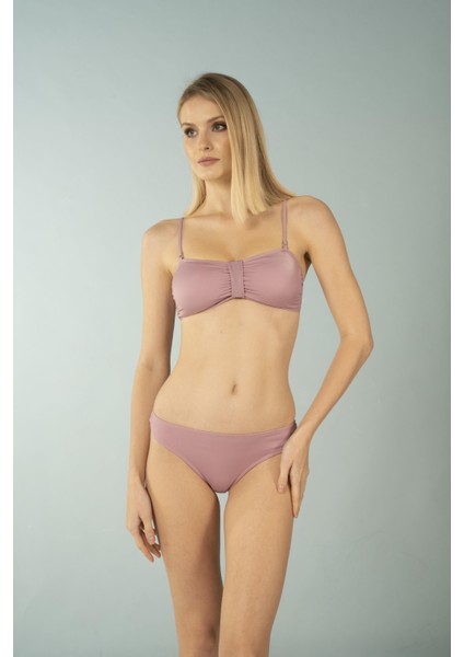 Luplu Straplez Bikini Takımı - Pudra