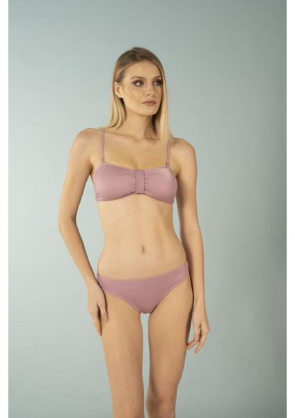 Luplu Straplez Bikini Takımı - Pudra