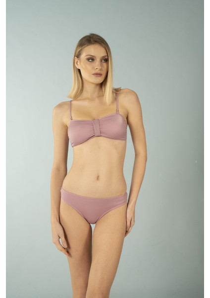 Luplu Straplez Bikini Takımı - Pudra