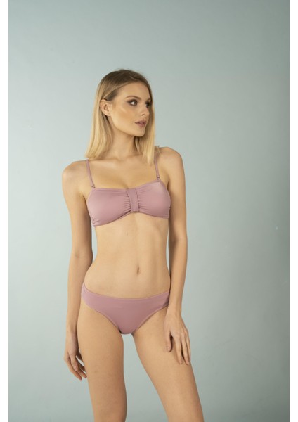 Luplu Straplez Bikini Takımı - Pudra