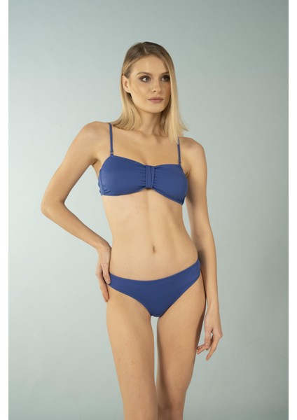 Luplu Straplez Bikini Takımı - Saks