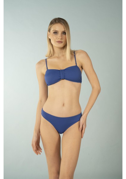 Luplu Straplez Bikini Takımı - Saks