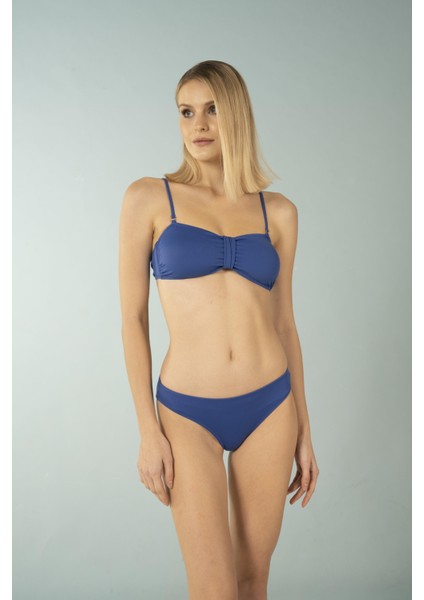 Luplu Straplez Bikini Takımı - Saks