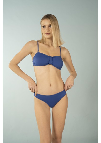 Luplu Straplez Bikini Takımı - Saks