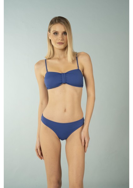 Luplu Straplez Bikini Takımı - Saks