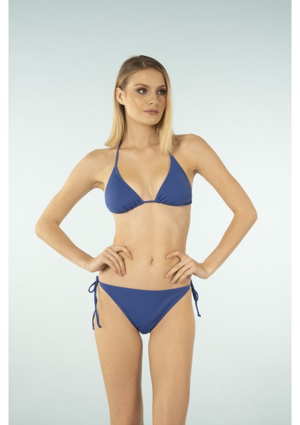 Üçgen Ipli Bikini Takımı - Saks