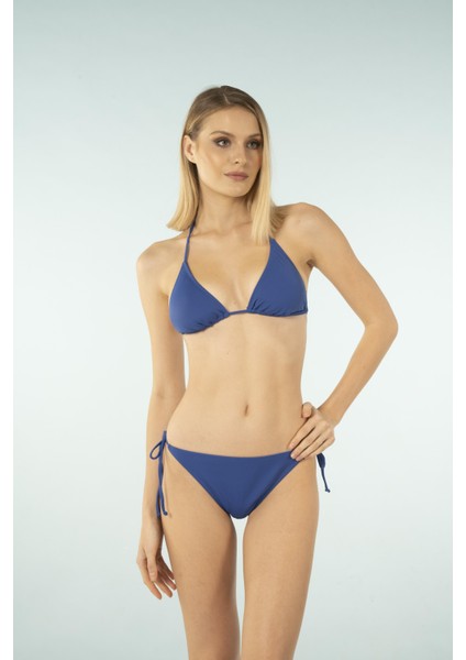 Üçgen Ipli Bikini Takımı - Saks