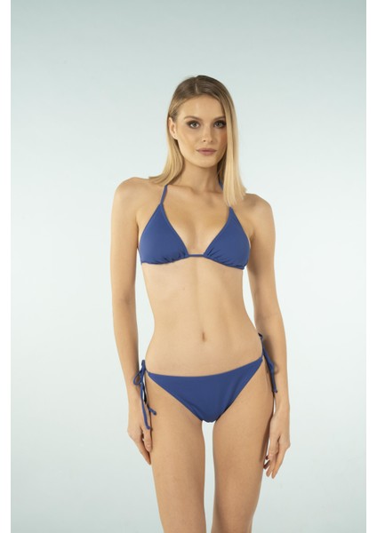 Üçgen Ipli Bikini Takımı - Saks