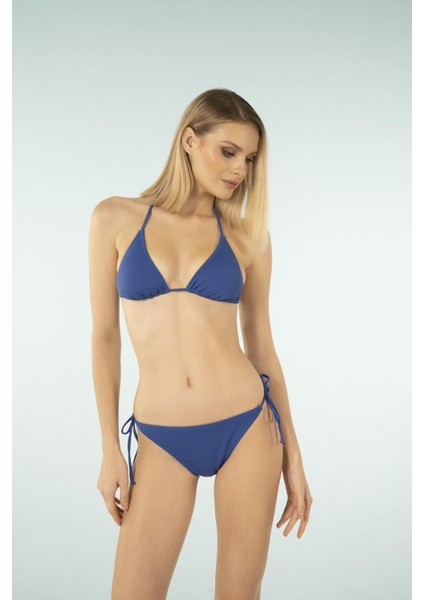 Üçgen Ipli Bikini Takımı - Saks