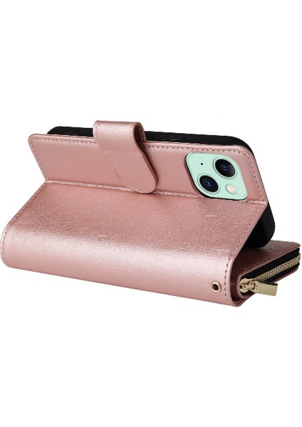 Iphone 15 Artı Cüzdan Durumda 9 Kart Yuvaları ile Fermuar Cep Flip (Yurt Dışından)