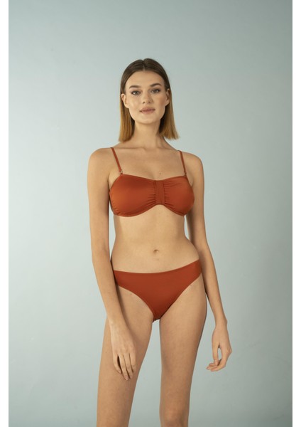 Luplu Straplez Bikini Takımı - Kiremit