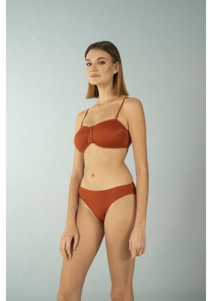 Luplu Straplez Bikini Takımı - Kiremit
