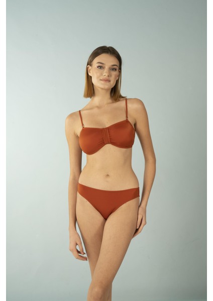 Luplu Straplez Bikini Takımı - Kiremit