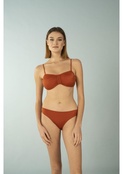Luplu Straplez Bikini Takımı - Kiremit