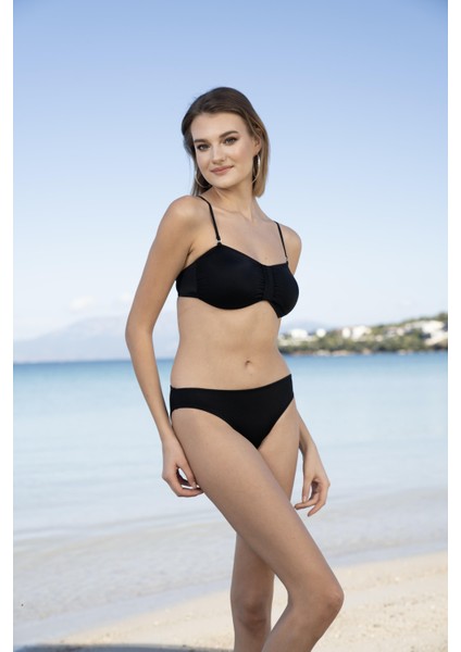 Luplu Straplez Bikini Takımı - Siyah