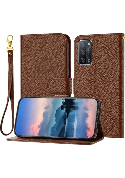 Telefon Kılıfı Için Oppo Oppo 5g Pu Deri Cüzdan Kart Yuvaları Tutucu Litchi Flip (Yurt Dışından)