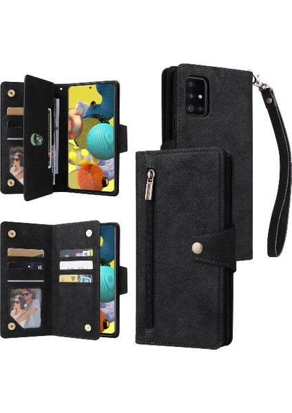 Samsung Galaxy A51 5g Kart Tutucu Için Kılıf ile El Kayışı Fermuar Cüzdan (Yurt Dışından)