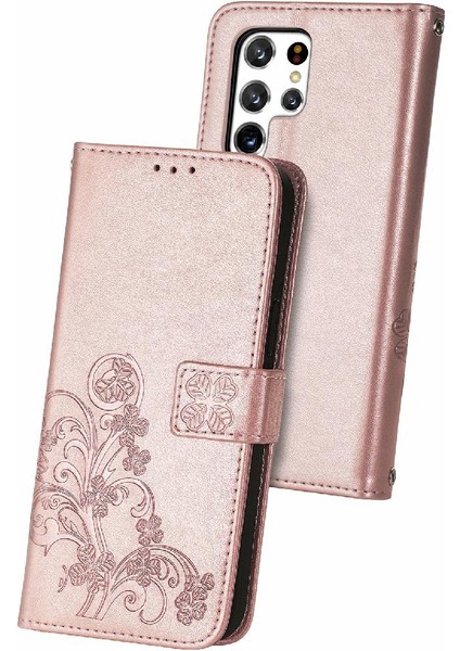 Samsung Galaxy S22 Ultra Flip Kapak Dört Yapraklı Yonca Deri Kılıf (Yurt Dışından) modelleri