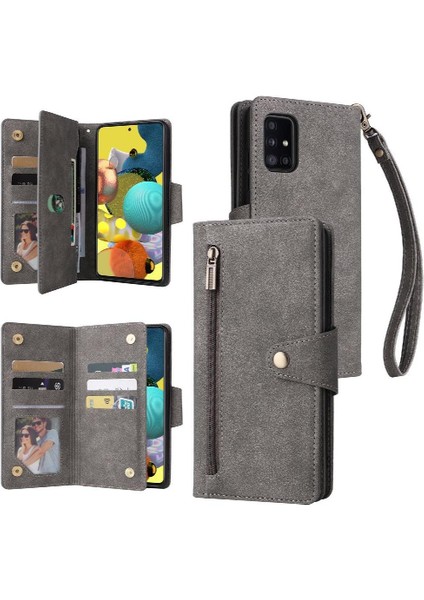 Samsung Galaxy A51 5g Kart Tutucu Için Kılıf ile El Kayışı Fermuar Cüzdan (Yurt Dışından)