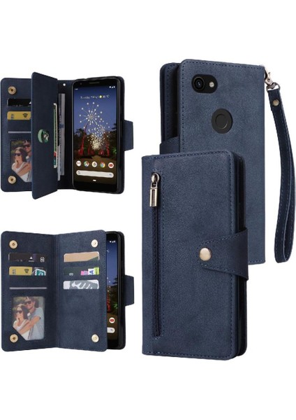 El Kayışı Fermuar Cüzdan Kapağı Manyetik ile Google Piksel 3A Için Kılıf (Yurt Dışından)