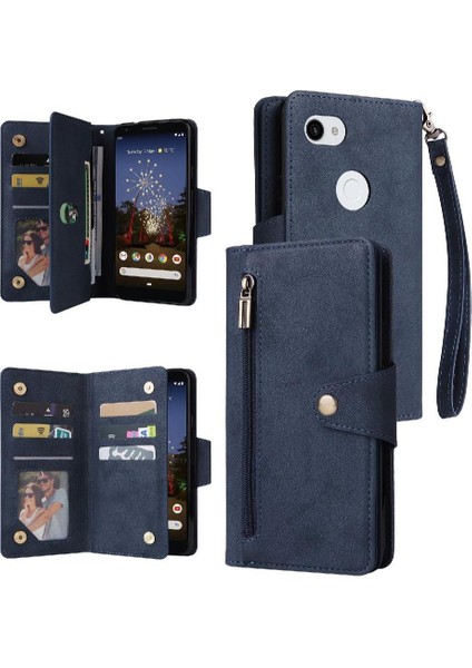 Google Piksel 3A Xl Fermuar Cüzdan Kapak Kart Tutucu Manyetik Için Kılıf (Yurt Dışından)