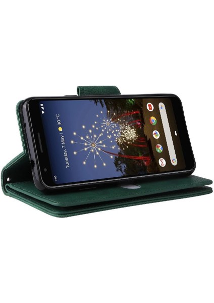 El Kayışı Fermuar Cüzdan Kapağı Manyetik ile Google Piksel 3A Için Kılıf (Yurt Dışından) modelleri