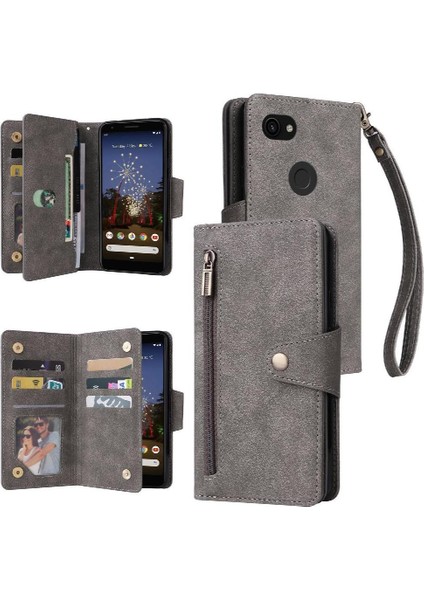 El Kayışı Fermuar Cüzdan Kapağı Manyetik ile Google Piksel 3A Için Kılıf (Yurt Dışından)