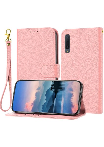Samsung Galaxy A7 2018 Pu Deri Cüzdan Litchi Desen Kartı Için Telefon Kılıfı (Yurt Dışından)