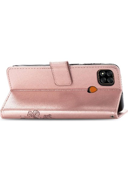 Xiaomi Redmi 9c Için Kılıf Kısa Kayış Kapak Kapak Dört Yapraklı Yonca Zarif (Yurt Dışından)